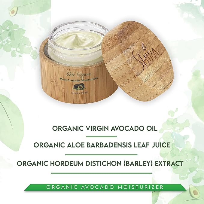 Shira Shir Organic Avocado Moisturizer for dry Mature Skin 24-Hour Hydrating Face Cream Infused with Vitamins A B D and E for Nourished Skin Face Moisturizer Cream (15ml)