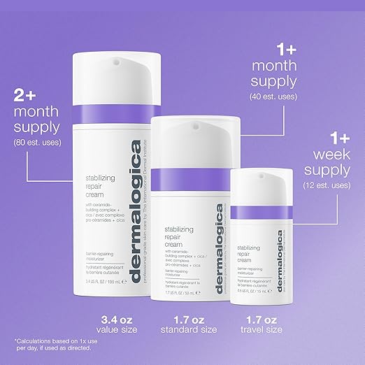 Dermalogica Stabilizing Repair Cream Face Moisturizer for Sensitive Skin with Cica - Strengthens Soothes and Repairs Skin Barrier