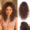 Stamped Glorious Ponytail Extension 18 Curly Wavy Pony Tail Claw Multi Layered Clip on Ponytail Extension Fluffy Natural Looking Synthetic Hair Piece for Women(Omber Almand Brown)