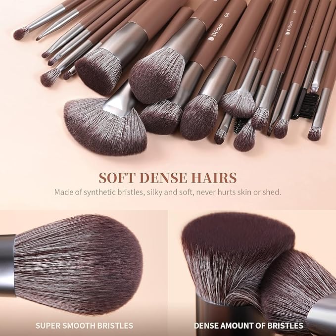 DUcare Professional Makeup Brush Set 22Pcs with Travel Case Synthetic Kabuki Foundation Brush Face Powder Brush Blush Brush Concealer Brush Eyeshadow Brushes