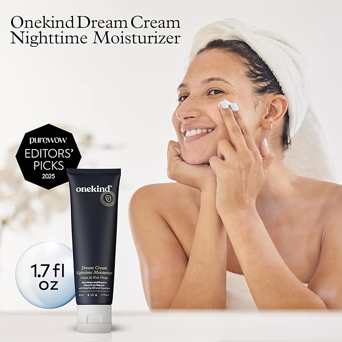Onekind Dream Cream Night Moisturizer ? Hydrating Anti-Aging Face Cream with Squalane Rosehip &amp Shea Butter ? Fragrance-Free Vegan for Dry &amp Sensitive Skin ? 1.7 oz