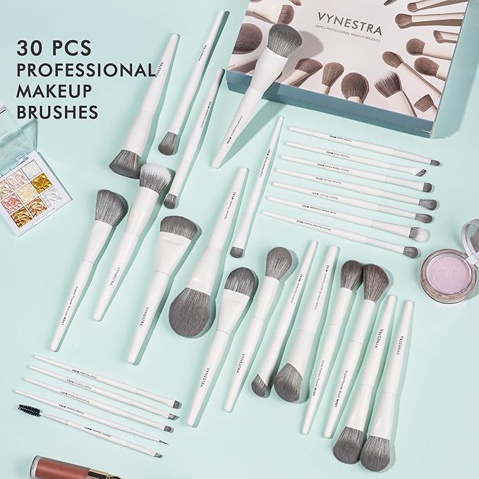 30 Pcs Pro Grade Makeup Brushes Set with Dense Ultra Soft BristleElegant Design Luxury Make up Brushes for FoundationFace Blending Powder Contour BronzerHighlight Concealer Eyeshadow