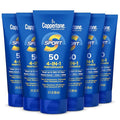 Coppertone Sport Sunscreen Lotion SPF 50 Sweat Heat and Water Resistant Sunblock Lightweight Oxybenzone Free Travel Size Sunscreen Bulk Pack 3 Fl Oz Bottle Pack of 6
