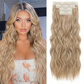 REECHO Clip in Hair Extensions 4PCS Blonde Hair Extensions 24 Thick Long Beach Waves hair extensions HE003 Invisible Lace Weft Natural Soft Hairpieces for Women ? Champagne Blonde