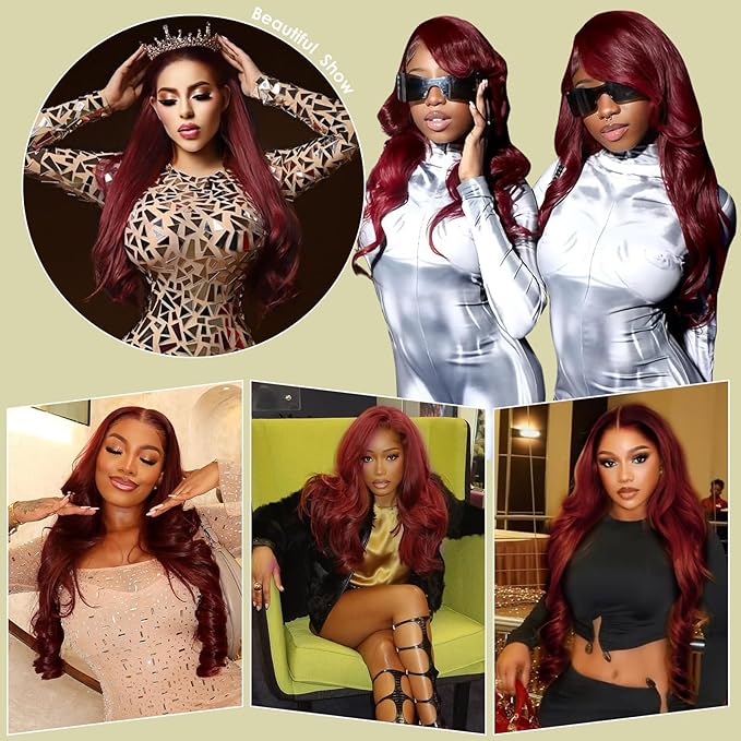 Reddish Brown 200 Density Body Wave 13x4 HD Lace Front Wigs Human Hair Pre Plucked Reddish Brown Wig Human Hair Real Hair Wigs 24 Inch