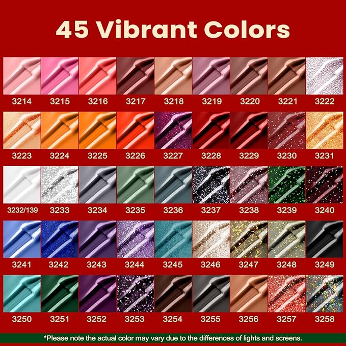 Lavender Violets 73 Pcs Gel Nail Polish Kit with U V Light 45 Colors with Nail PrimerBuilder BaseMatte &amp Glossy Top Coat Soak Off Manicure Tools Gifts for Women LA06
