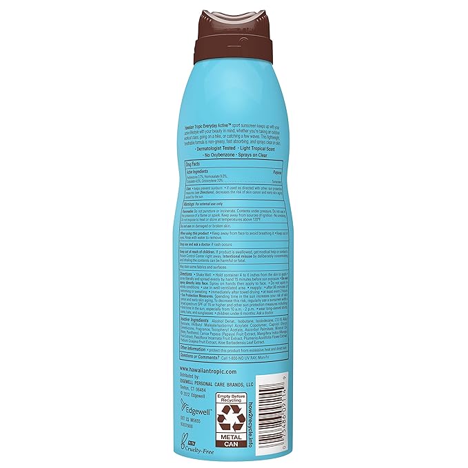 Hawaiian Tropic Everyday draft Spray Sunscreen SPF 50 | Body Sunscreen Spray SPF 50 Sunblock Oxybenzone Free 6oz each Twin Pack