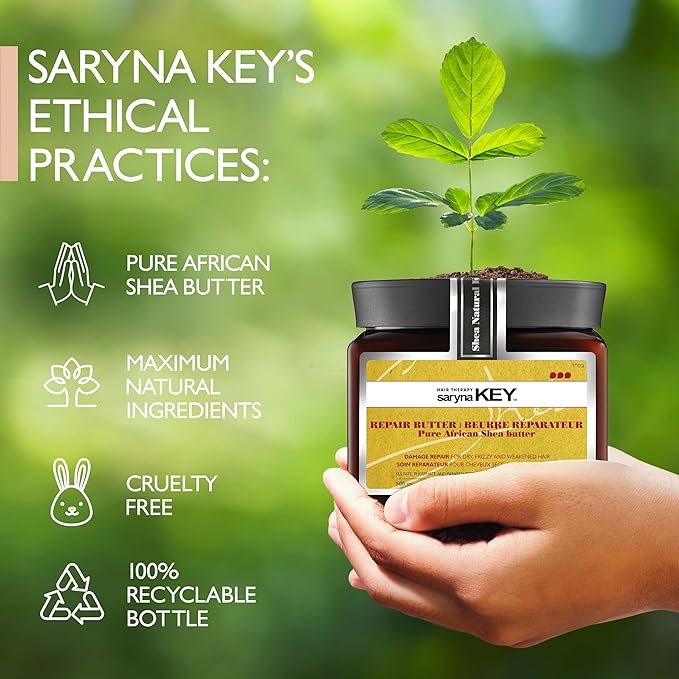 Saryna Key Damage Repair Treatment Butter Mask - African Shea Butter for Dry Hair Treatment - Rejuvenating Butter Moisturizer with Natural Keratin and Vitamins A E F (500ml/16.9oz)