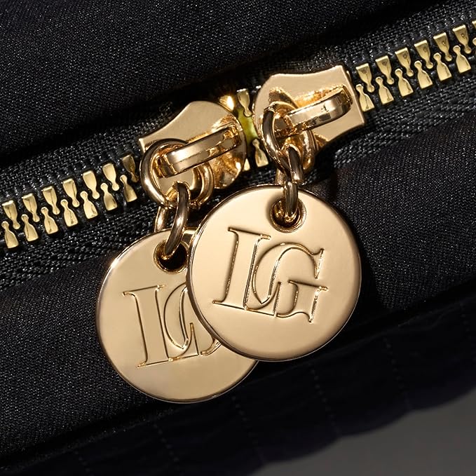 LAURA GELLER NEW YORK Quilted Folding Travel Makeup Bag Black - Hanging Toiletry Bag Organizer for Travel - Large Capacity Full Size Makeup Bag - Easy to Clean