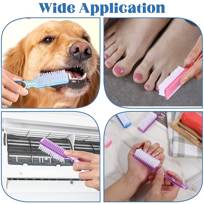 100 Pcs Handle Grip Nail Brush Bulk Nail Brushes for Cleaning Fingernails Soft Bristles Cleaning Brushes Soft Stiff Bristles Pedicure Manicure Tools for Toe 5 Colors