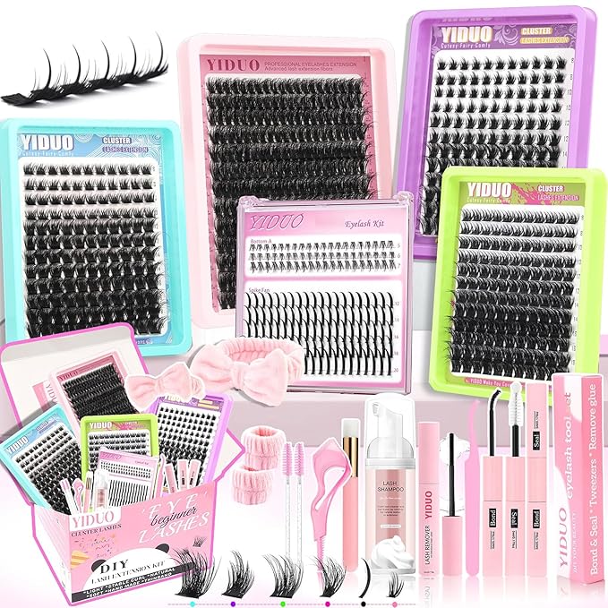 Lash Clusters Kit 6 Styles Bulk Packs Eyelash Extensions Volume/Manga/ultra/Dramatic with pikes Bottom Lashes Clusters Kit 5-20mm Wispy D Curl Individual Fake Eyelashes Kit DIY at Home Easily