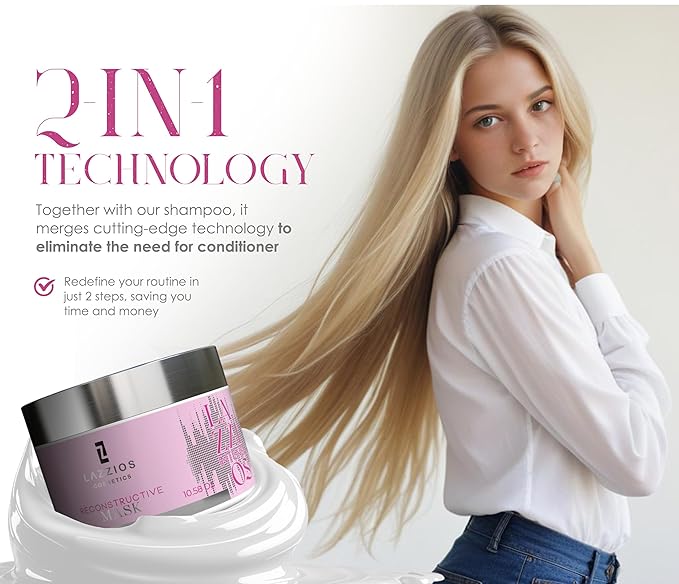 Lazzios Intense Hair Mask ? Deep Conditioning Treatment with Nano-Repair Technology Hydrating Keratin &amp Argan Oil Mask for Dry Frizzy Hair ? 300g