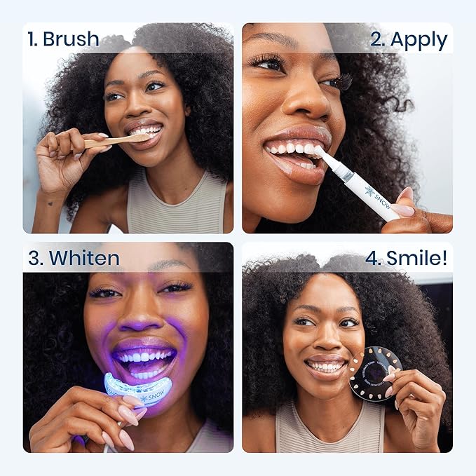 Snow Teeth Whitening Kit - Snow Teeth Whitening Serum and LED Mouthpiece Whitener Formulated with Hydroxyapatite Good for 6 Months - Wired Kit with 3 Wands