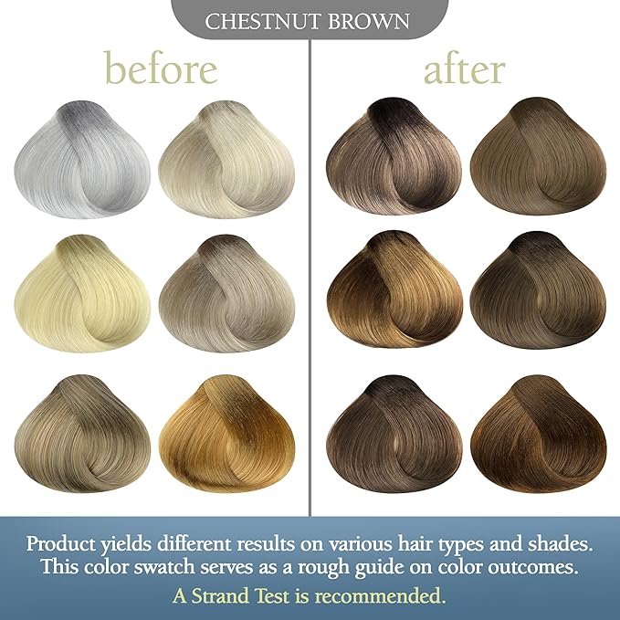 DIY Natural Mineral Color Dye Kit - 100% Vegan Hair Color Spray for Men &amp Women - Non-Toxic Ammonia-Free Organic Hypoallergenic Gray Coverage for Scalp &amp Beard - Chestnut Brown