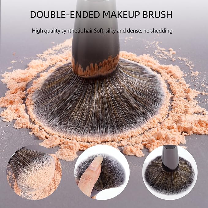 MAANGE 20 Pcs Makeup Brushes with Gift Box Double-End Multi-functional Makeup Brushes for Blending Liquid Powder Concealer Cream Blush BuffeBlack