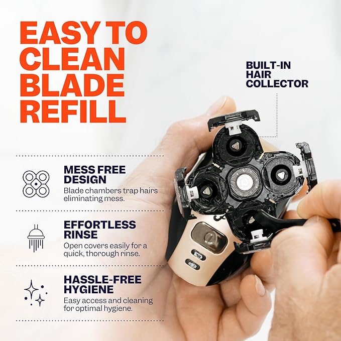 Freebird FlexSeries Official Blade 3 Pack Refills - No Irritation Razor Bumps or Ingrown Hairs Ultra-Sharp Durable ScalpSafe Design QuickSnap Install for 50 Shaves Compatible with FlexSeries