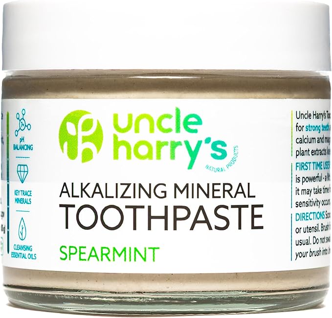 Uncle Harry's Spearmint Remineralizing Toothpaste | Natural Whitening Tooth Paste Freshens Breath &amp Promotes Enamel | Vegan Fluoride Free Toothpaste (2 Pack)