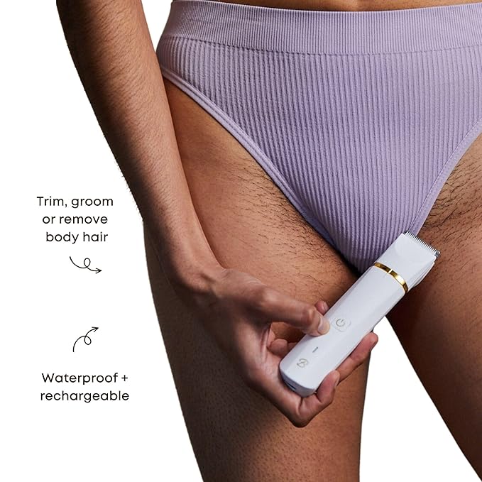 Bushbalm Ingrown Hair Nude Oil + Bikini Trimmer Set ? Francesca Trimmer with Nude Oil ? 2pc Grooming Set for Women Bikini Underarms &amp Legs ? Smooth Skin Razor Bump