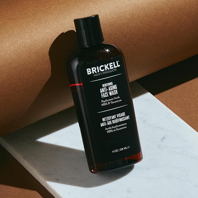 Brickell Men's Redefining Anti-Aging Face Wash For Men Natural and Organic Foaming Gel Face Wash Firms &amp Plumps Skin to Reduce Signs of Aging (Scented 4 oz)