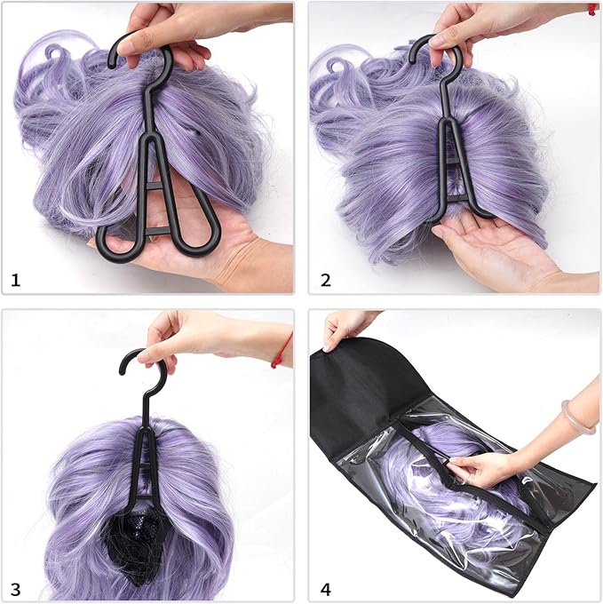 12PCS Hair Extension Holder Wig Storage Bags with Hanger for Multiple Wigs Dust-proof Wig Hanger Hair Extension Storage Wig Bags for Hair Extensions Wigs &amp Accessories