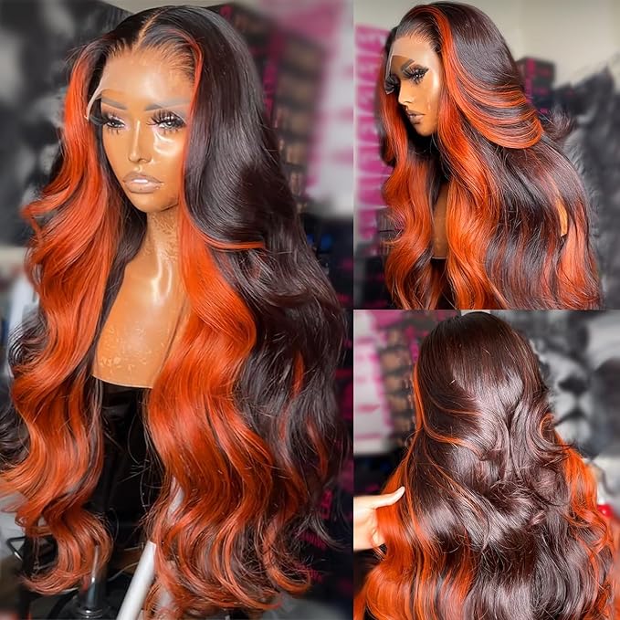 200% Density Wear And Go 9x6 Glueless Wigs Human Hair Pre Plucked Pre Cut For Beginners Ginger Body Wave Lace Front Wigs Human Hair For Black Women HD Lace Closure Colored Glueless Wig(30 INCH)