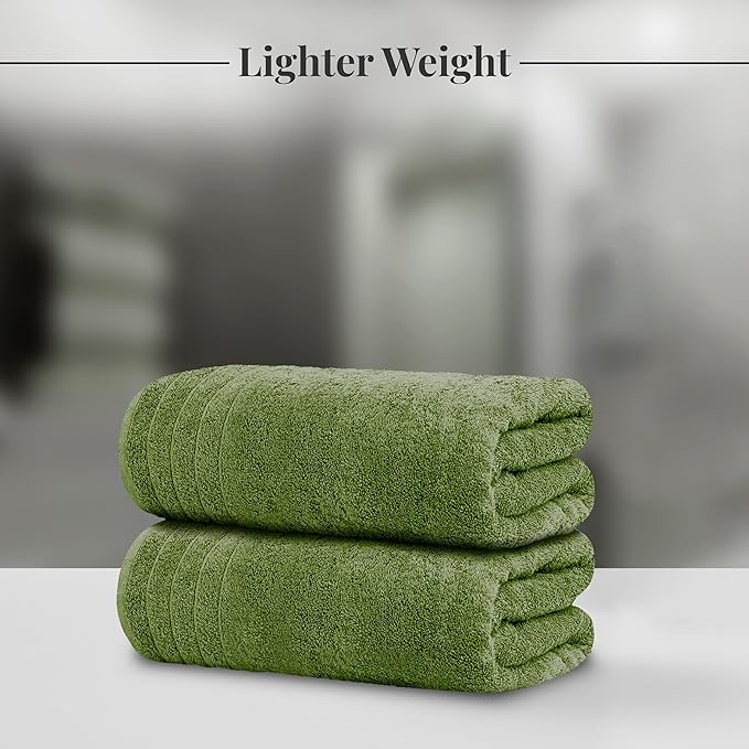 Tens Towels Pack of 4 Extra Large Bath Towels 30 x 60 Inches 100% Cotton Larger &amp Lighter Weight Quicker to Dry Super Soft and Absorbent Perfect for Bathroom Green