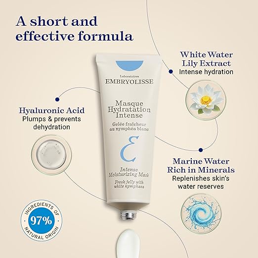 Embryolisse Intense Moisturizing Face Mask | Ultra-Hydrating Treatment with Hyaluronic Acid | Daily Skincare that Soothes Plumps &amp Provides a Long-lasting Hydration 1.7 Fl Oz