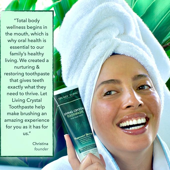 Living Crystal Toothpaste | Fluoride Free | Natural &amp Remineralizing Hydroxyapatite Toothpaste | Sensitive Teeth | Theobromine Strengthens Enamel | Minty Fresh