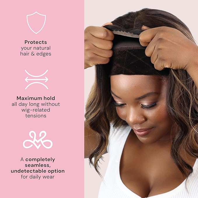 MILANO COLLECTION Wig Grip Caps for Women Adjustable No Slip Wig Cap with Grip Band Built-In Secure Elastic HeadBand for Lace Front Styles Chocolate Brown 2 Pack
