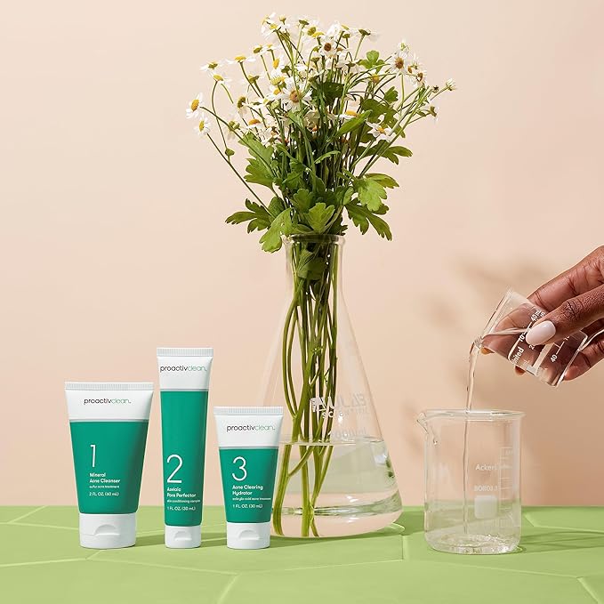 Proactiv Clean 3 Step Acne Routine w/ Pimple Patches- Sulfur Acne Treatment Cleanser Azelaic Acid Serum and Facial Moisturizer for Sensitive Acne-Prone Skin- 30 Day Acne Kit with Pimple Patches