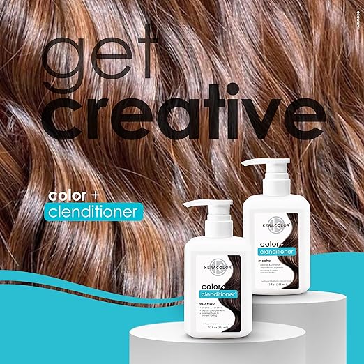 Keracolor Color + Clenditioner 3-in-1 Color-Depositing Conditioner Gentle Cleansing Conditioner Infusing Semi-Permanent Hair Color 9 Shades 33.8 Fl Oz