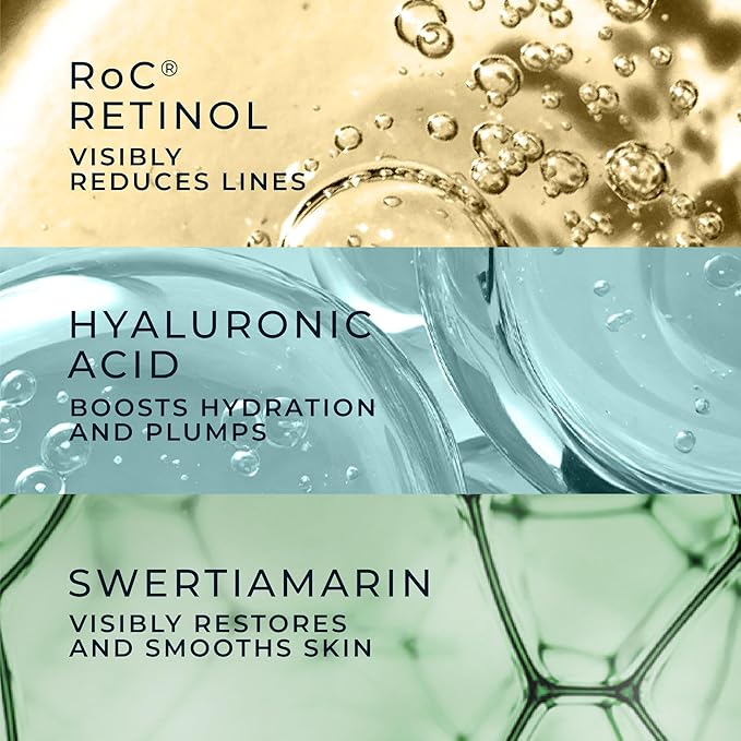 RoC Derm Correxion Neck Cream with Hyaluronic Acid + Advanced Retinol to visibly Tighten &amp Lift Horizontal Neck Lines Facial Moisturizer to Contour Face (1.7 oz) with RoC Retinol Eye Packette