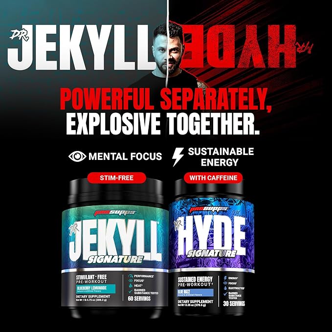 PROSUPPS Mr. Hyde Nightmare Pre Workout Powder with Caffeine &amp Beta Alanine - Preworkout for Intense Energy Mental Focus &amp Performance - Gym &amp Fitness Supplements (Black N' Blueberry 30