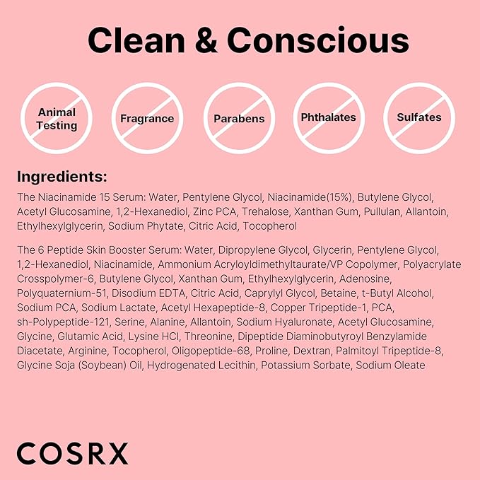 COSRX Niacinamide 15% Peptide Booster Set - Amazon Exclusive - Korean Skin Care Set Gift Sets Niacinamide Serum Face Serum Stocking Stuffers Gifts For Women