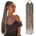 SEIKEA Boho Braided Ponytail Extension with Hair Tie 24 Long Viking Dreadlock Beads Ponytail Hand-braided Braids Hair Extensions Lightweight Natural Synthetic Hairpiece for Festival Cosplay