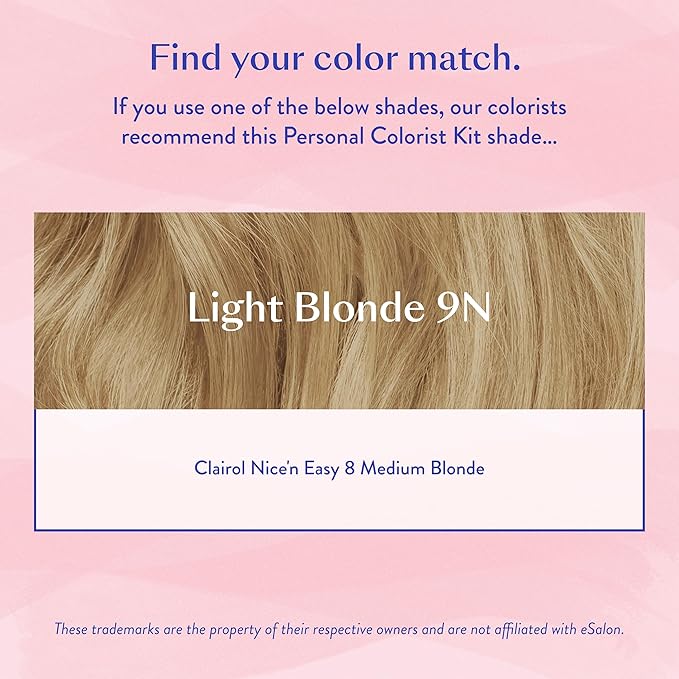 eSalon Permanent Hair Color &amp Hair Dye Complete Kit - Light Blonde - Personal Colorist Kit for Up To 100% Gray Coverage for All Hair Types - Professional-Grade Ammonia-Free Hair Dye