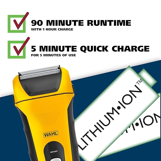 Wahl Lifeproof Lithium Ion Foil Shaver ? Waterproof Rechargeable Electric Razor with Precision Trimmer for Men?™s Beard Shaving Trimming &amp Grooming with Quick Charge ? Model 7061-100