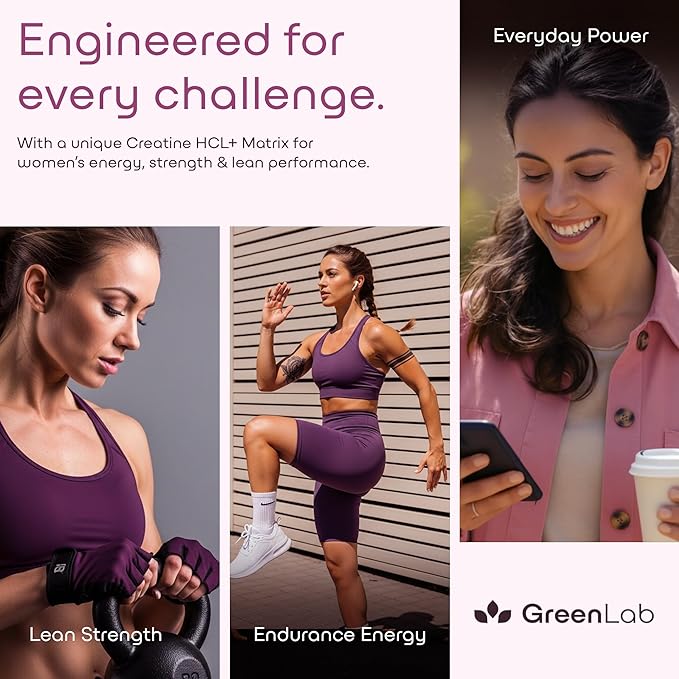 Creatine HCL+ 2000mg Female Performance Complex ? Sugar-Free Vegan Raspberry Flavor ? Chewable Gummies for Women 90 Count