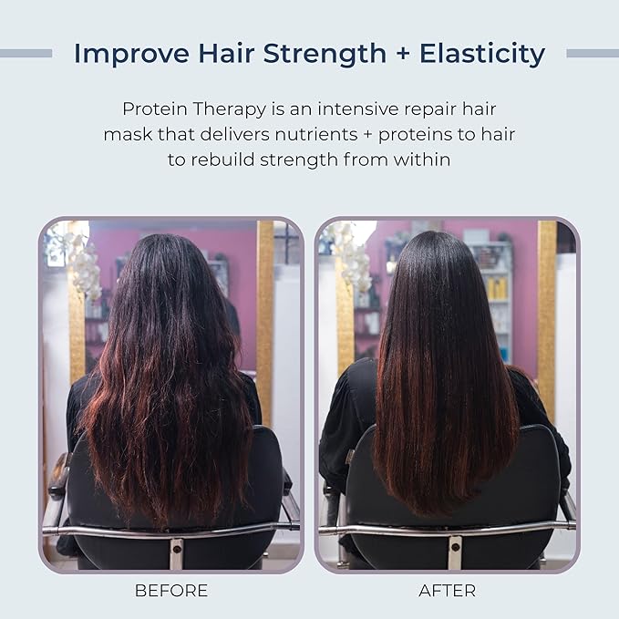 Agua de Cielo Protein Therapy Hair Mask for Damaged Hair - Strengthens Conditions &amp Improves Elasticity With Argan Oil Collagen &amp Hydrolyzed Keratin - 16 Oz