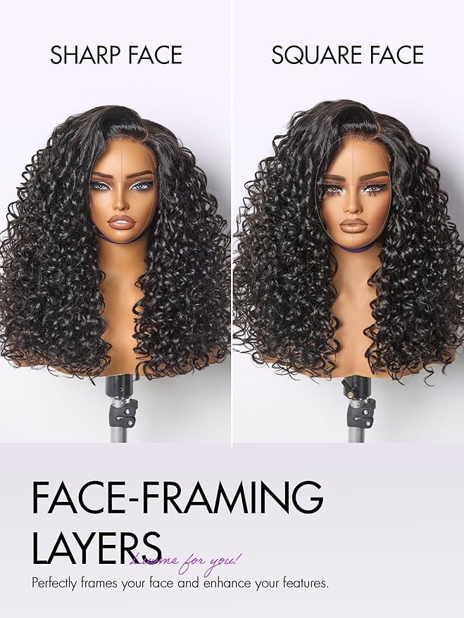 LUVME HAIR All-Day Comfort 5X5 Bouncy Curly 180% Density Glueless Wigs Human Hair Pre Plucked Pre Cut Long Black Wig Lace Closure Wigs Frontal Wigs Human Hair Layered Curly