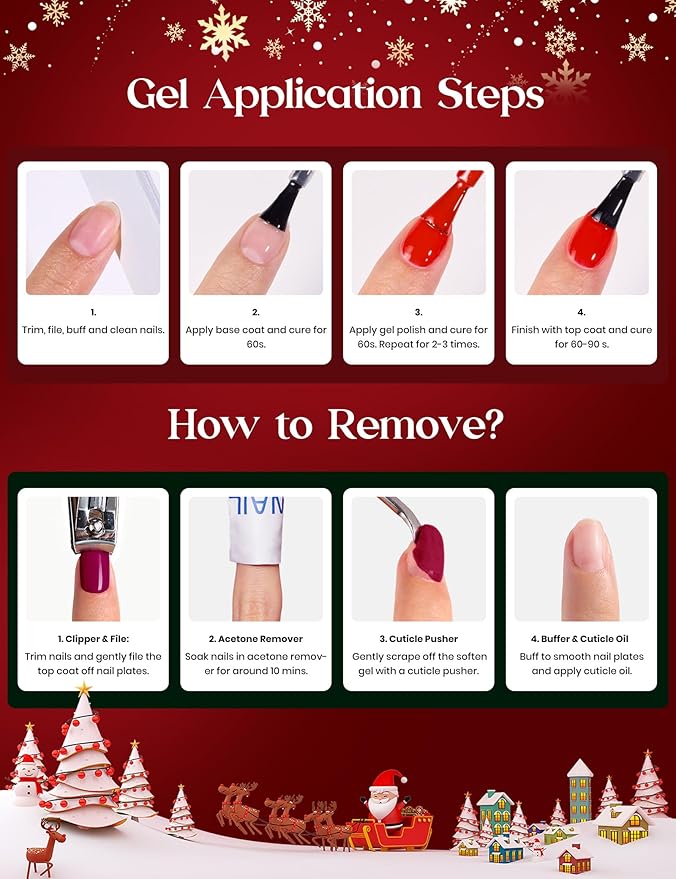 beetles Gel Polish Merry Glitzmas 2025 Christmas Advent Calendar ? 24 Days Christmas Countdown Nail Art Set with Mini LED Nail Lamp Base Top Coat and Festive Holiday Surprises Gifts for Women Girls