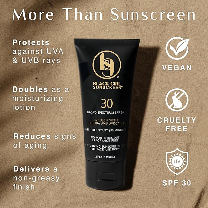 Black Girl Sunscreen - Face &amp Body Moisturizing Sunscreen Lotion SPF 30 for Melanin Rich Skin Leaves no White Cast (SPF-30-4oz)