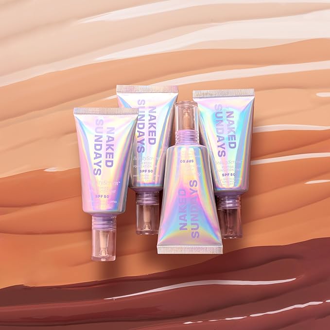 Naked Sundays BeautyScreen??SPF 50 Mineral Peptide Foundation Tint 2-in-1 Skin Tint &amp Mineral Sunscreen- Radiant Buildable Coverage Acne-Safe (3.5 Light Medium Cool 1.01 Oz)