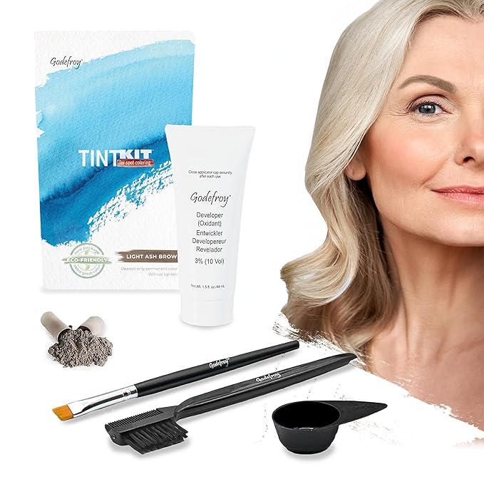 Godefroy Hair Color Tint Kit for 100% Gray Coverage Light Ash Brown 20 Applications Long-Lasting Root Touch-Up for Men &amp Women Pre-Measured Capsules No Waste DIY Salon-Quality Results at Hom