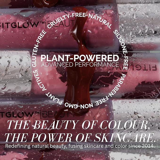 FITGLOW Beauty Lip Colour Serum | Hydrating Lip Gloss | Plumping Anti-Aging Lip Treatment | Natural Shine with Pomegranate Sterols &amp Collagen | Buildable Color for Dry Chapped Lips | Halo - 10g