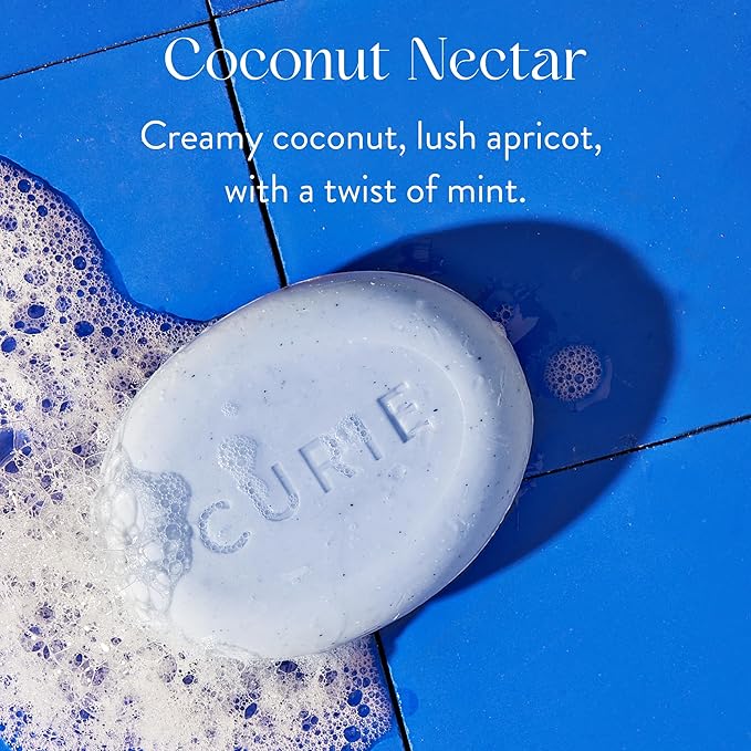 Curie Coconut Nectar Exfoliating Body Wash Bar ? Natural Vegan Sulfate-Free Formula for Gentle Exfoliation &amp Soft Radiant Skin (3PK)