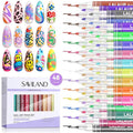 SAVILAND Essentials Nail Art Pens Set: 48 Colors Quick-Drying 3D Nail Polish Pens Acrylic Paint Markers for Nail Art Painting Drawing Liner Brush Dotting Tools Kit for Home DIY &amp Salon Manicure