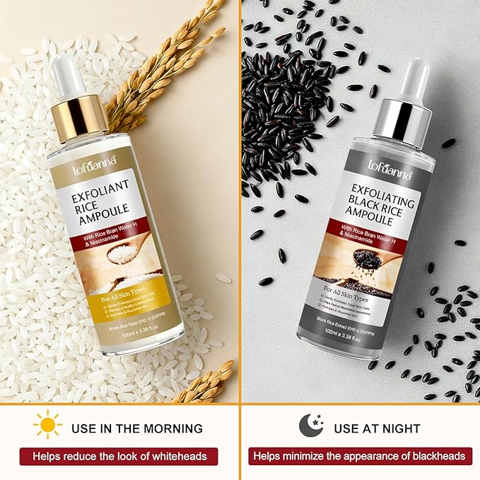 Black Rice Exfoliant+Rice Ampoule ExfoliantExfoliating Face Scrub &amp Body Scrub Dead Skin Cells Blackheads Remover For All Skin Types Korean Skin Care 100ml