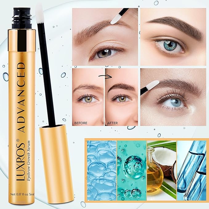 LUXROS Advanced Growth Serum for Full Thick Eyebrows - USA Made See Results in 4-8 Weeks (5 ml)