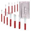 Makeup Brushes Bling Crystal Professional Face Cosmetics Blending Liquid Foundation Powder Concealer Eye Shadows Make Up Beauty Tool Glitter(12PCS) (Purely Handmade) (Red)